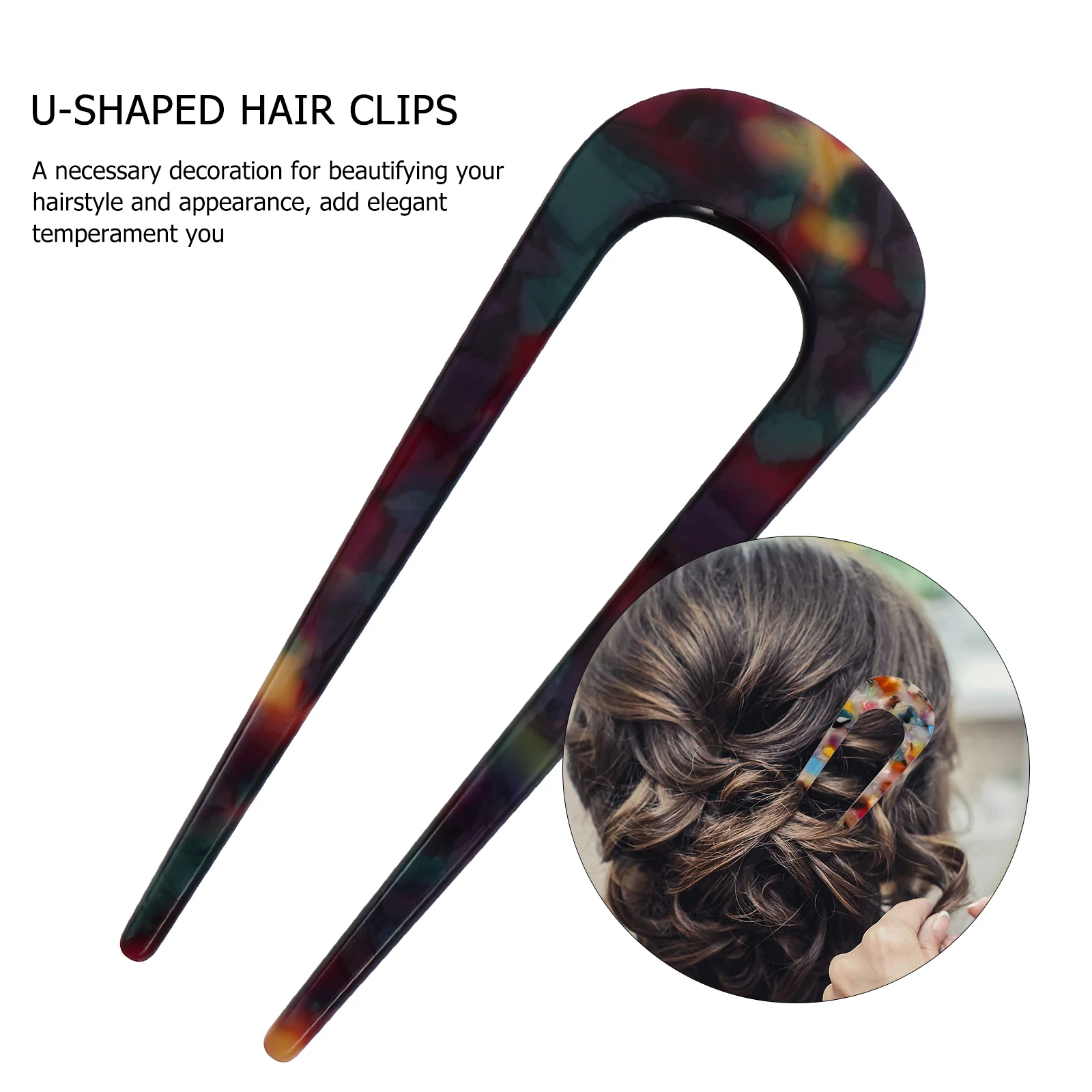 

4pcs Retro Hairpins Vintage Pattern U shaped Clips Acetic Acid Metal Headdress For Daily Life Hairstyle Decor