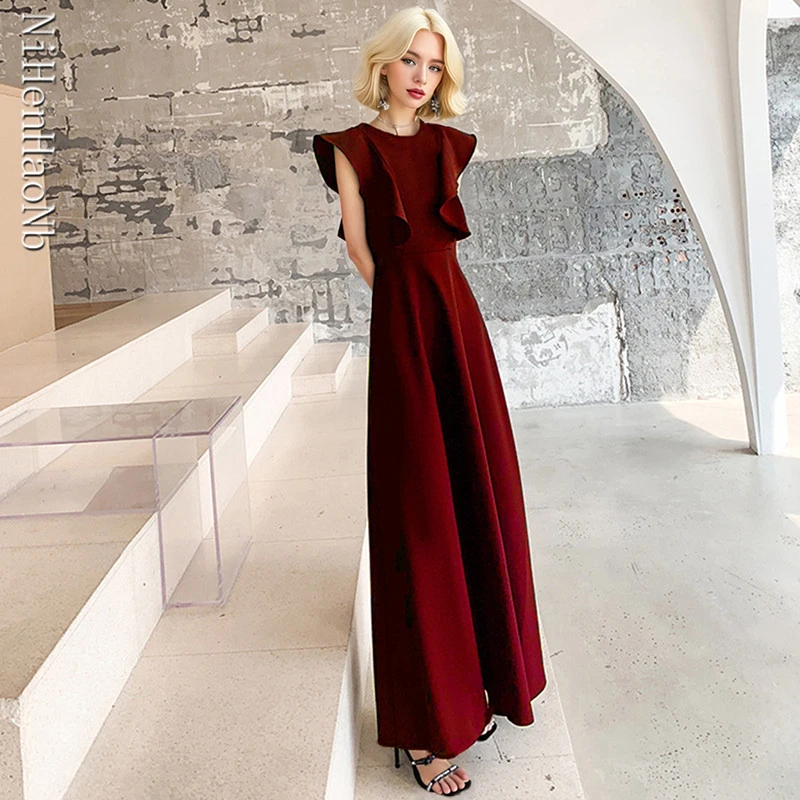 女性用エレガント無地スリムスイートキンセアニェーラドレス、ボールガウン、宴会、イブニングドレス