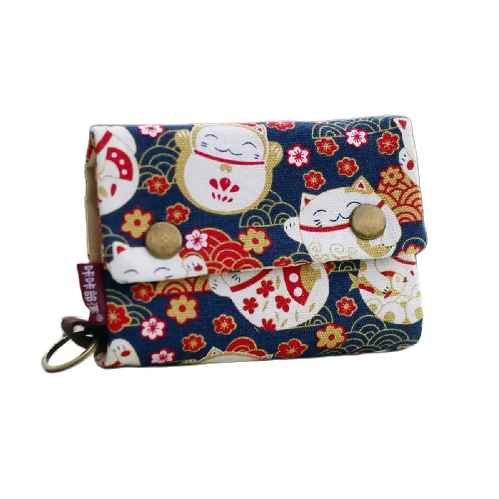 Women\'s Fold Card Wallet Canvas Cartoon Key Organizer Coin Purse Small Pouch Female Money Bag Carteira Feminina 2024 for Girls