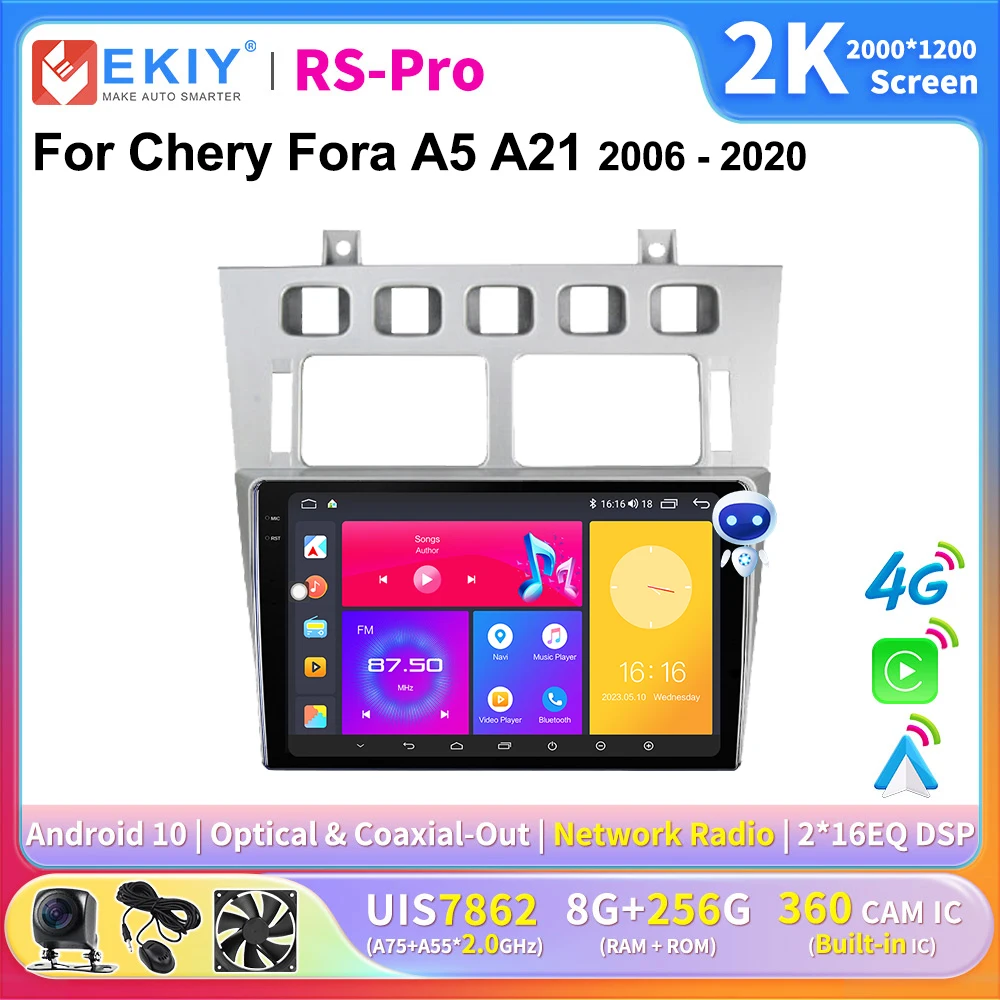 

EKIY 2K Screen CarPlay Car Radio For Chery Fora A5 A21 2006-2020 Android Car Multimedia GPS Player Autoradio stereo Navigation