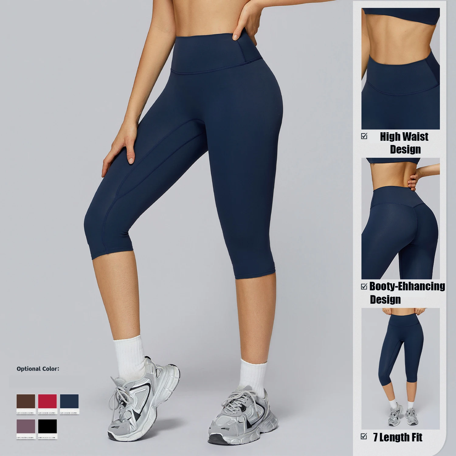 High Waisted Capri Pants Women's Pants Sporty Leggings Woman Tracksuits Push Up Gym Fitness Legging Running Athletic Leggings