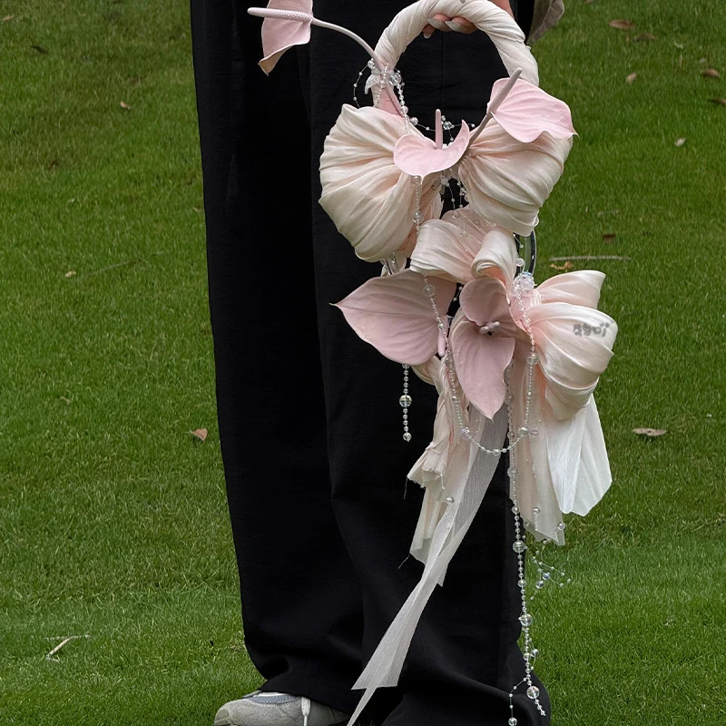 

Новый креативный нишевый элитный свадебный бант с ручным цветком, подарок на день рождения, помолвка, свадебный подарок для девушки