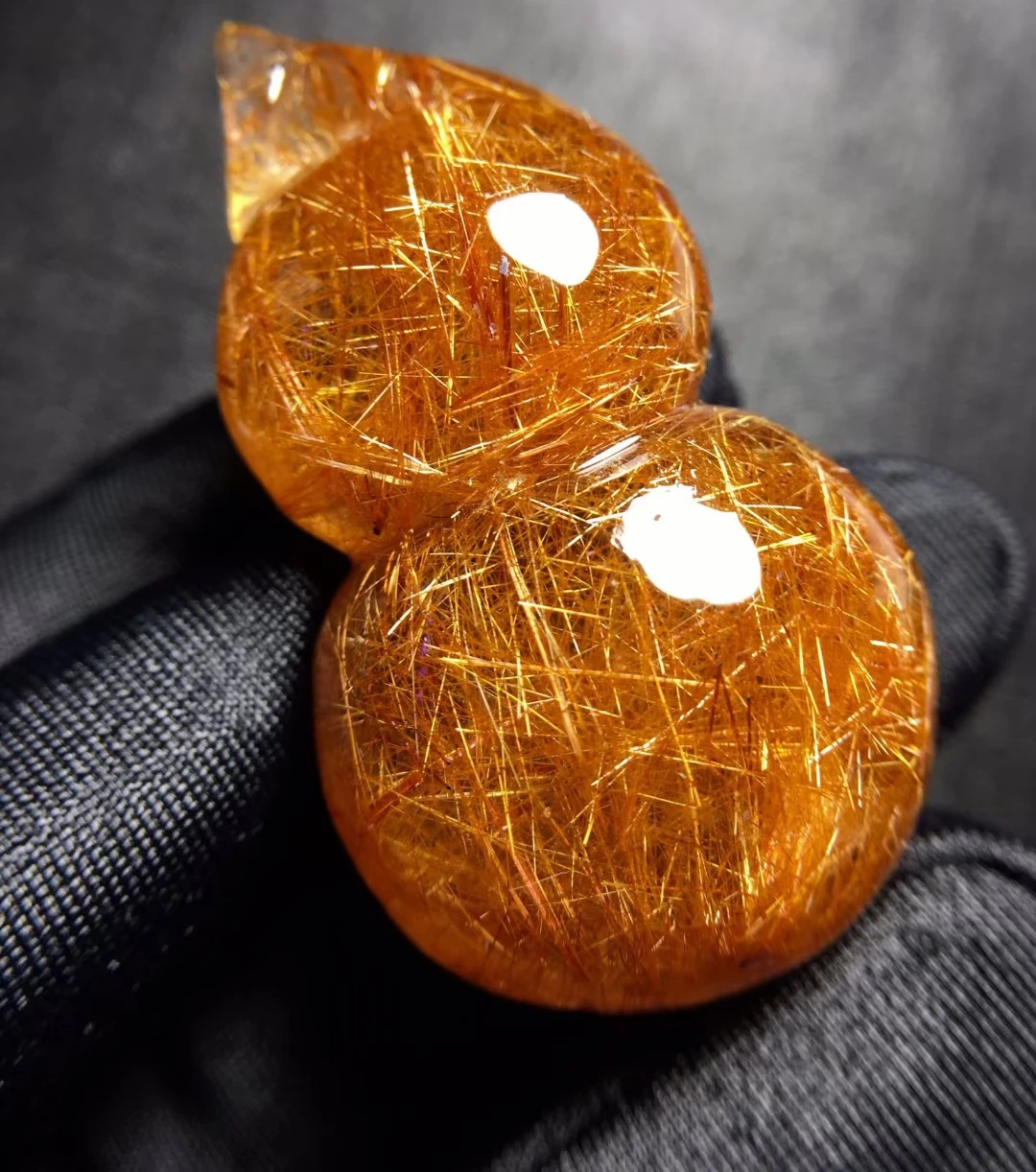 

Natural Copper Rutilated Quartz Gourd Pendant 40.6*23.8*16mm Rutilated Quartz Jewelry Cat Eye Oval Men Women Brazil AAAAAAA