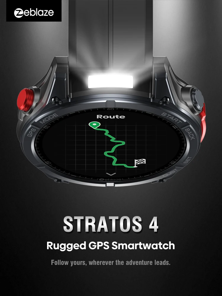Nouveau 2025 Zeblaze Stratos 4 GPS Smartwatch 1.43 "AMOLED écran boussole altimètre barométrique lampe de poche appel vocal montre intelligente