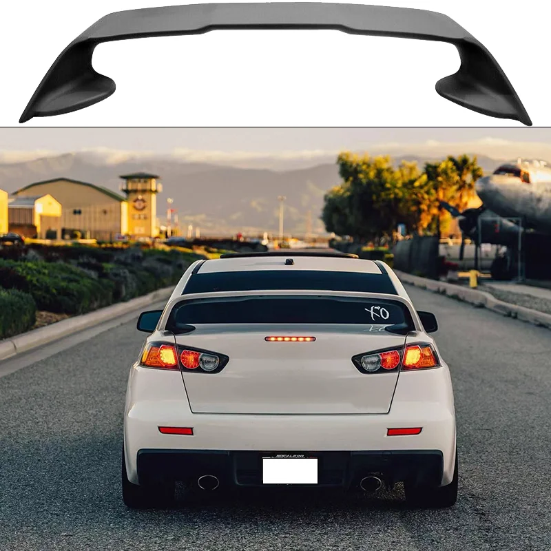 

For Mitsubishi LANCER EVO Black Spoiler 2008 to 2015 ABS Material Primer Color Car Tail Wing Decoration Rear Trunk Spoilers Wing