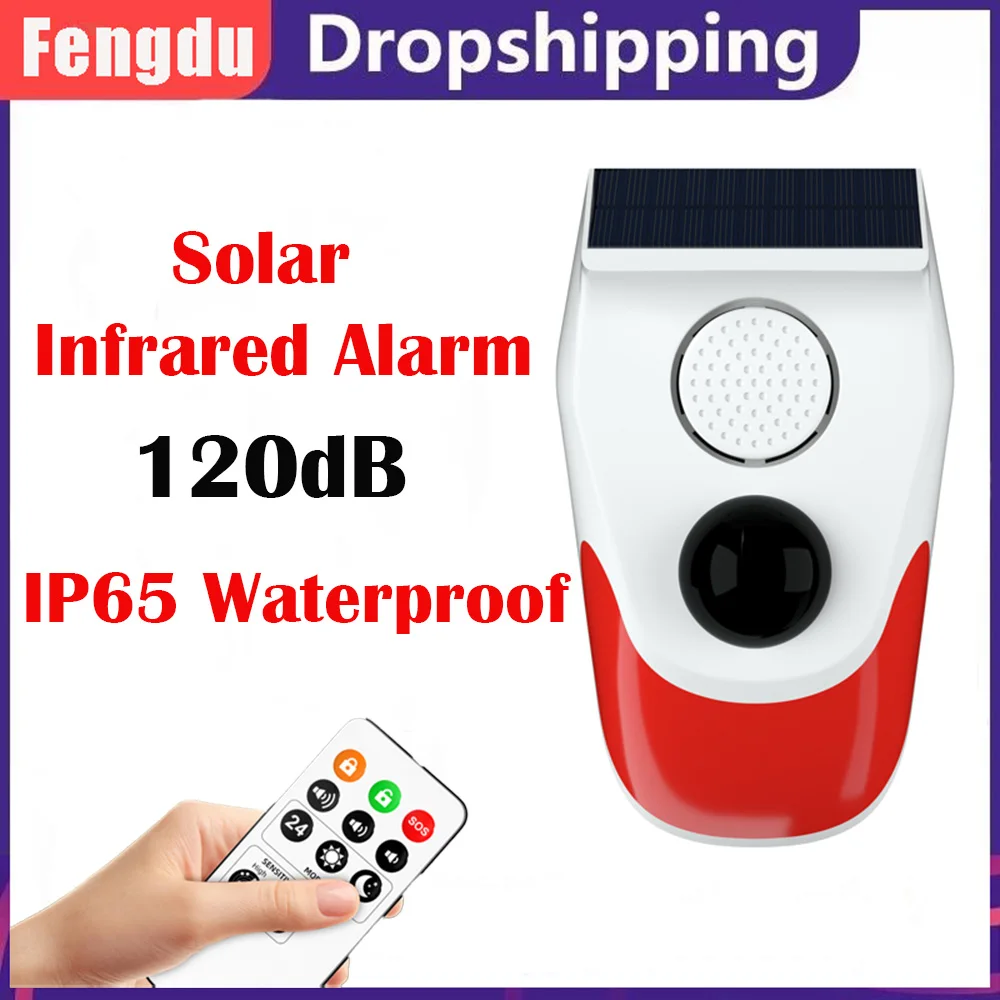 Outdoor Solar PIR Infrarot Alarm 120dB Sirene Home Security Alarm System Wasserdichte Strobe Sirene App Fernbedienung