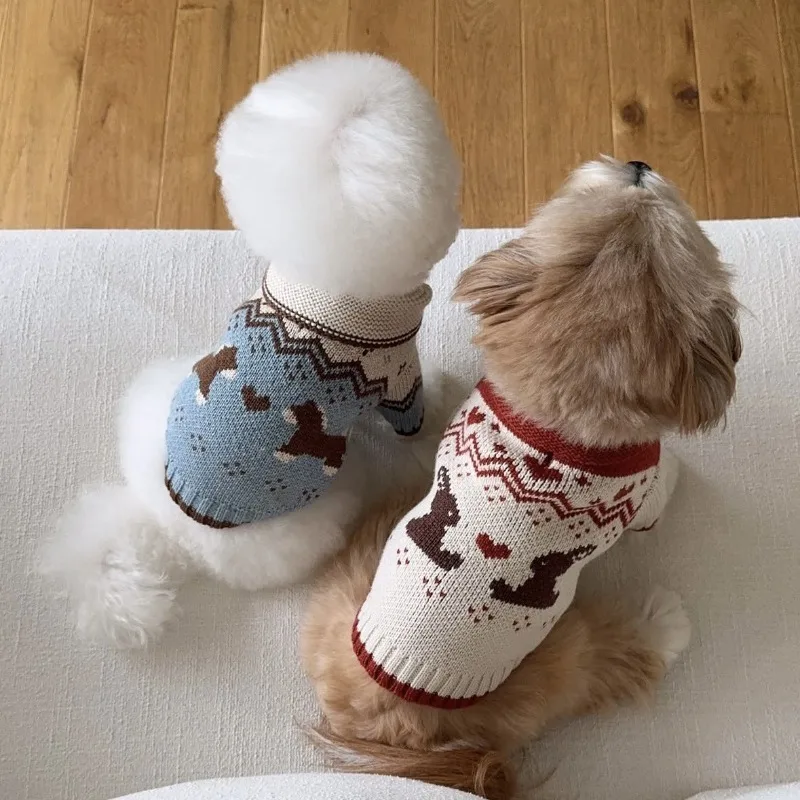 Pony Bunny Print Pet Sweater Winter Soft Cotton Breathable Pullover For Small Medium Dog Cat Christmas Cartoon Pet Sweatshirt