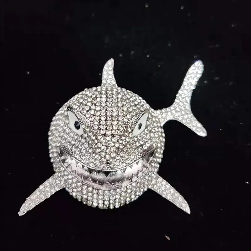 Big Size Shark Pendant Necklace For Men  Hip Hop Bling Jewelry With Iced Out Crystal Miami Cuban Chain fashion jewelry