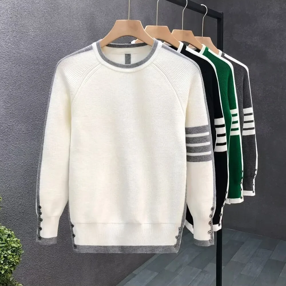 

Crew Neck Casual Knitwear Men's Slim Fit Sweatshirt Autumn Winter Fashion Simple Style Japanese Style round Neck Top Shirt