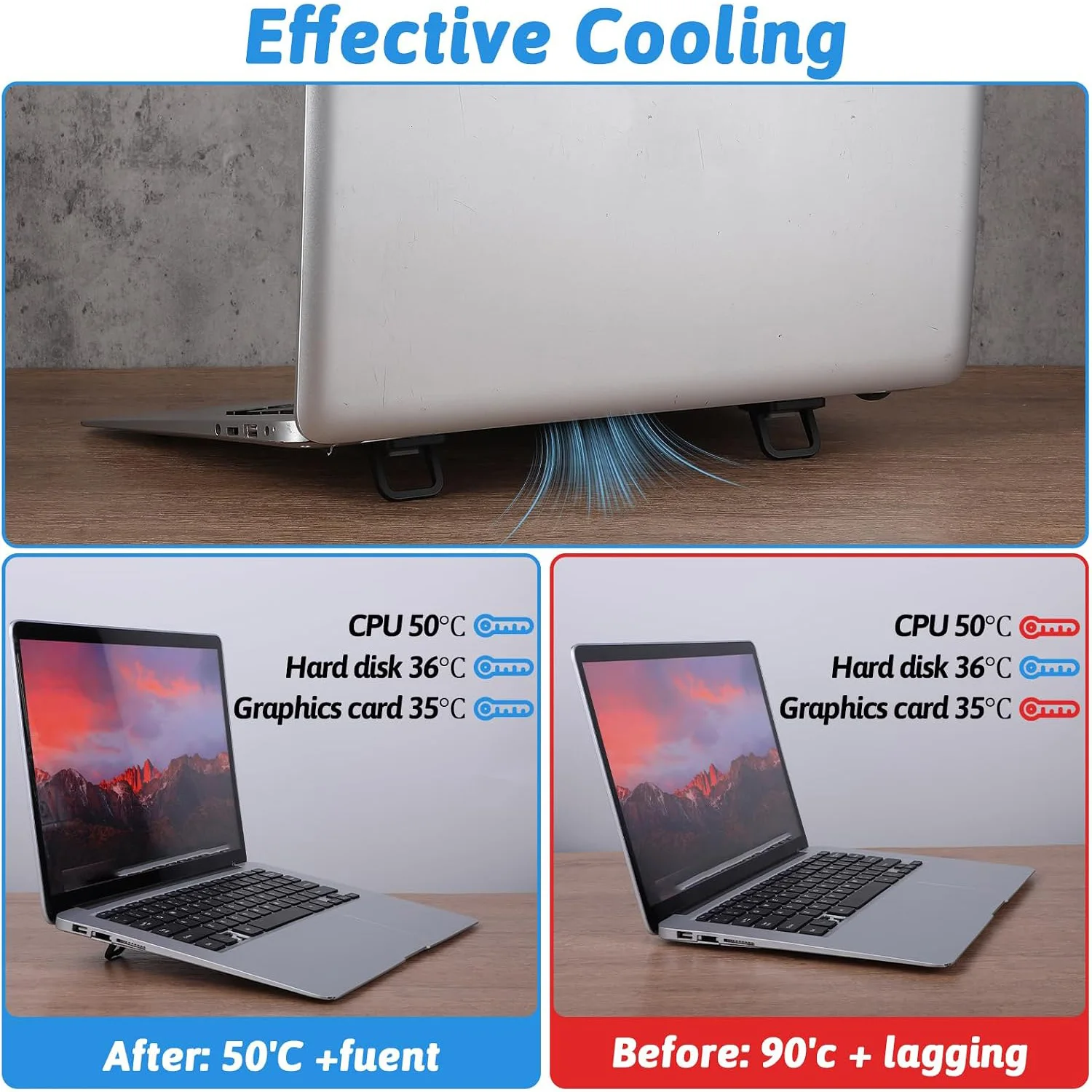 2pcs/Set Laptop Stand for Computer Keyboard Stand Riser Aluminum Mini Portable Laptop Stands for Notebook
