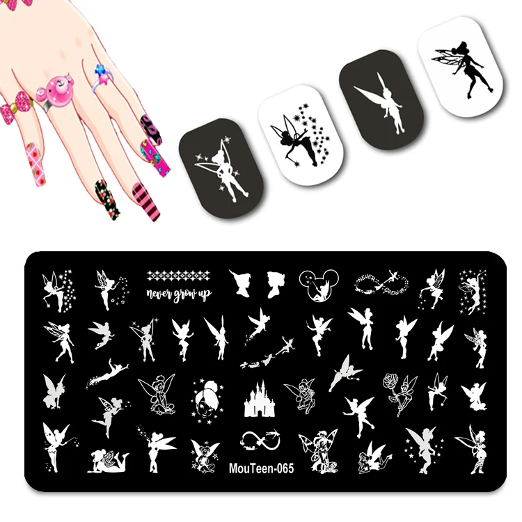 DISNEY New Cartoon Figure Nail Stamping Plates Cute Ear Stamping Plate Mouse Character Nail Art Templates #064