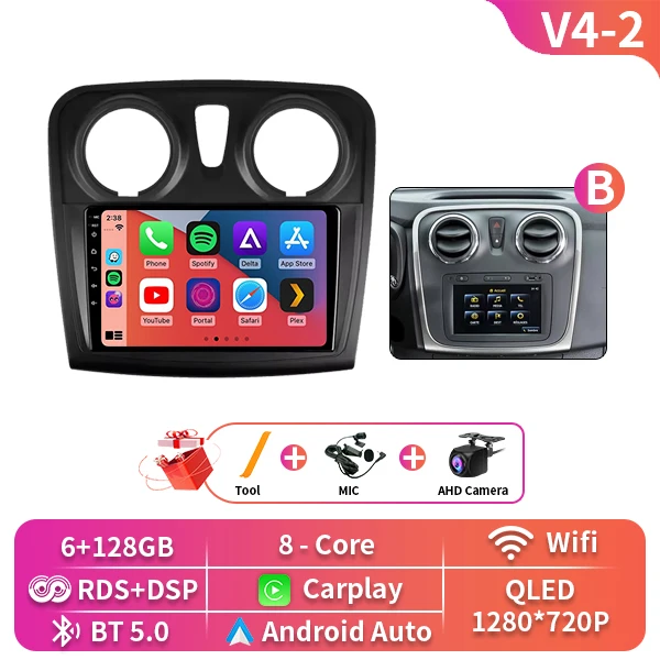 Android 16 Auto Voor Renault Dokker Lodgy Dacia 2012-2020 Radio Multimedia Speler Android Auto Carplay Head Unit navigatie Gps