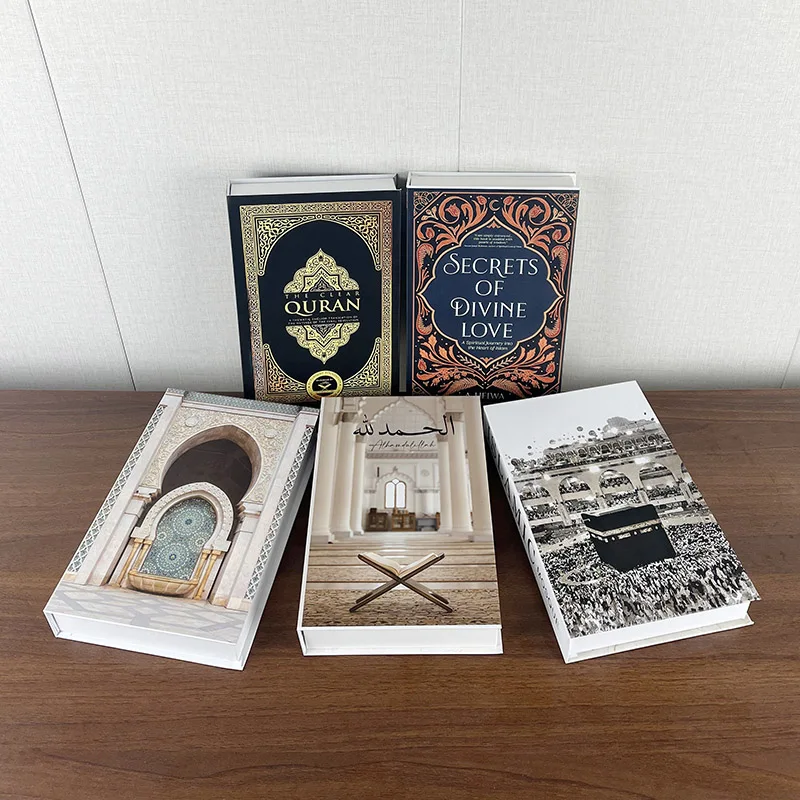 Islam Mosque Muslim Luxury Fake Books Storage Box For Decoration Coffee Table Book Villa hotel Room Art Decorative Shooting Prop