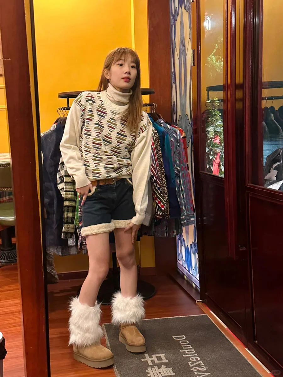 جينز RORIRI رقيق الربط الأمريكي Y2k شعر أبيض عتيق مقسم ​ ​ شورت عصري للفتيات الساخنة القديمة ملابس جينز عالية الخصر Gyaru