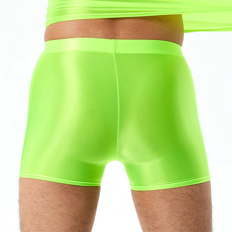 Bóxer de nailon transparente para hombre, ropa interior Sexy de Color sólido, bragas elásticas de seda de hielo, Cueca