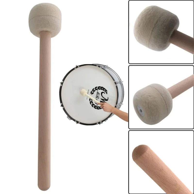 Baquetas de ruleta grandes, mazo de tambor de marcha para tambores militares, mango de madera, martillo suave, accesorios para instrumentos de percusión