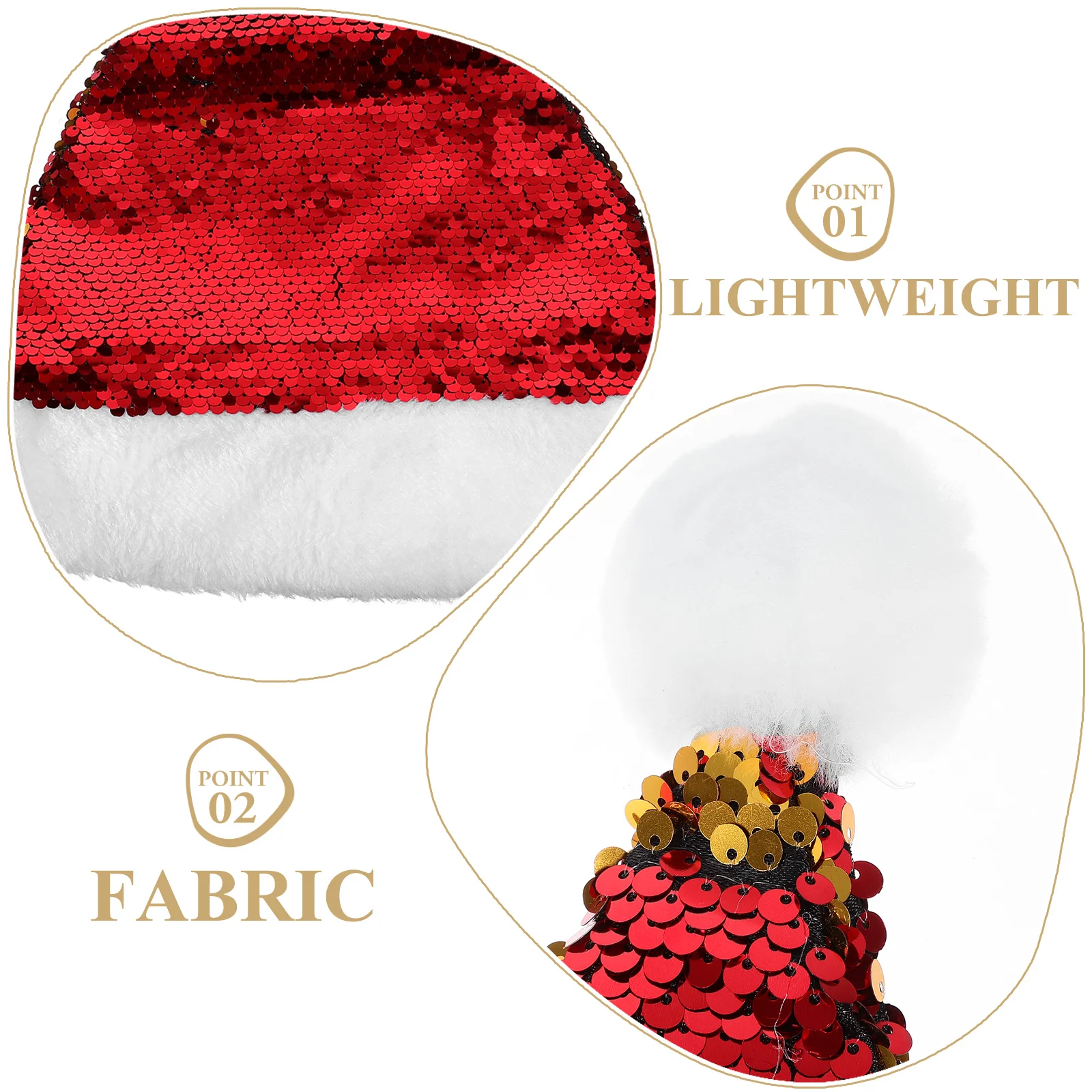 

Adult Christmas Sequin Hat Sequins Santa with Decorative Hats Funny Double Sided Headwear Party