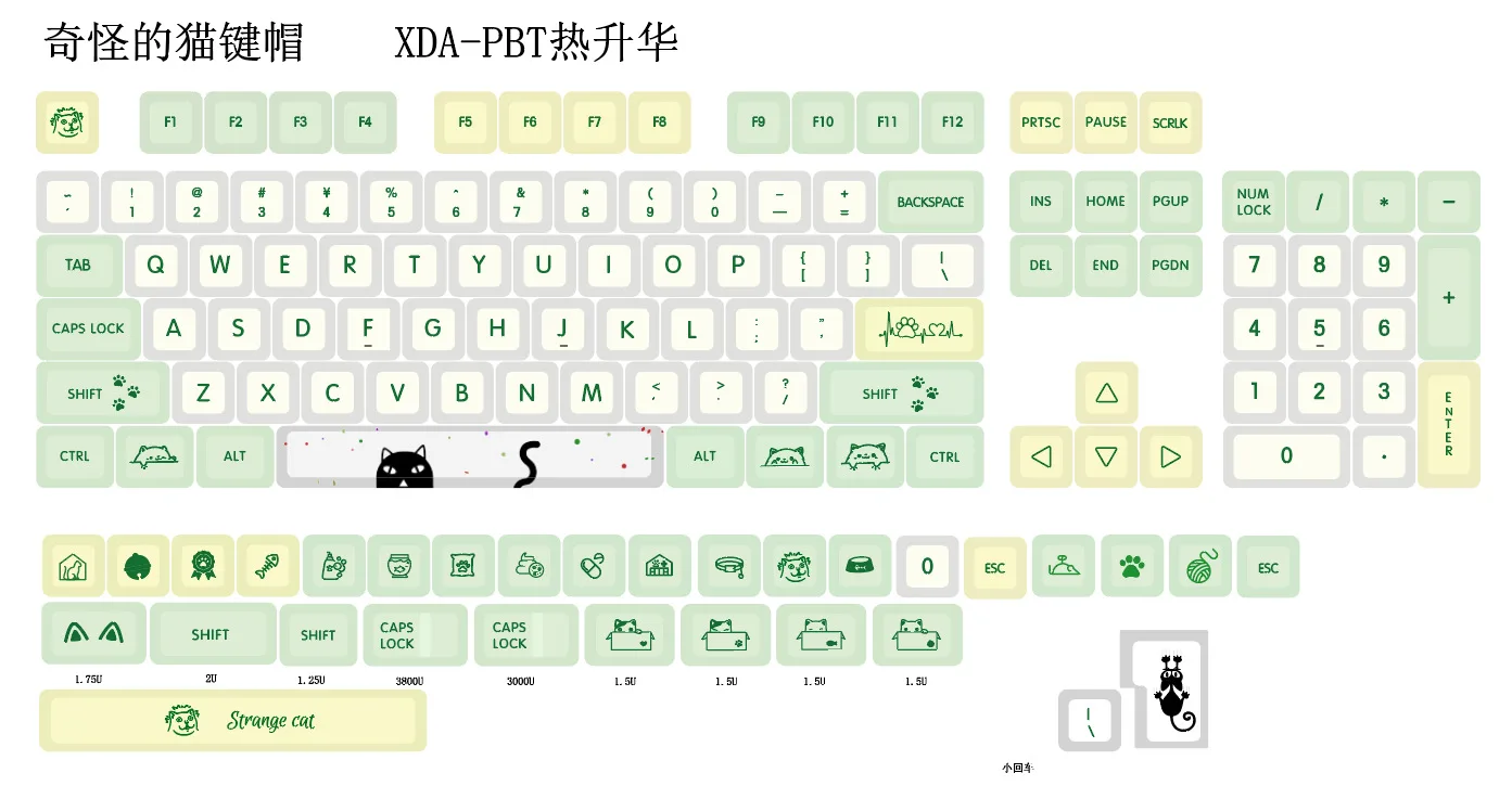 MAIMOOO-Cat Tema Keycaps para Teclado Mecânico, Russo, 6.25U, PBT, Sublimação Dye, XDA, Bonito, MX Switch, 131 Chaves