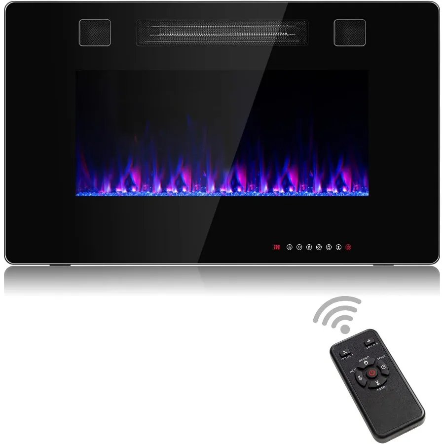 

30-Inch Electric Fireplace with 750W/1500W Dual Heat Settings Wall Recessed and Mounted Fireplace Insert Featuring Remote Contr