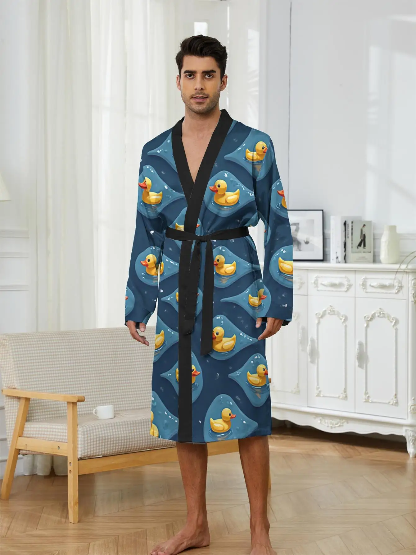 1pc Men'S Robes 2026 Spring/Summer Sleepwear 3D Printed Polyester Men'S Pajamas Sleepwear Men'S Bathrobe Sleepwear Graphic