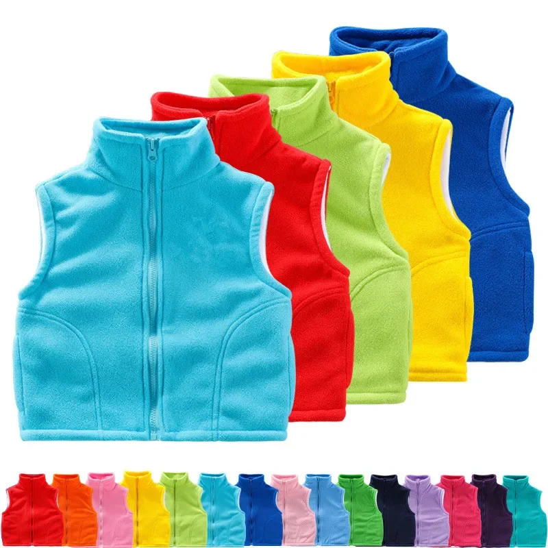 3 to 10 Years Teenager Outwear Waistcoats Sleeveless Jackets Children\'s Vest For Boy Girl Polar Fleece Baby Kid Vest Warm Winter