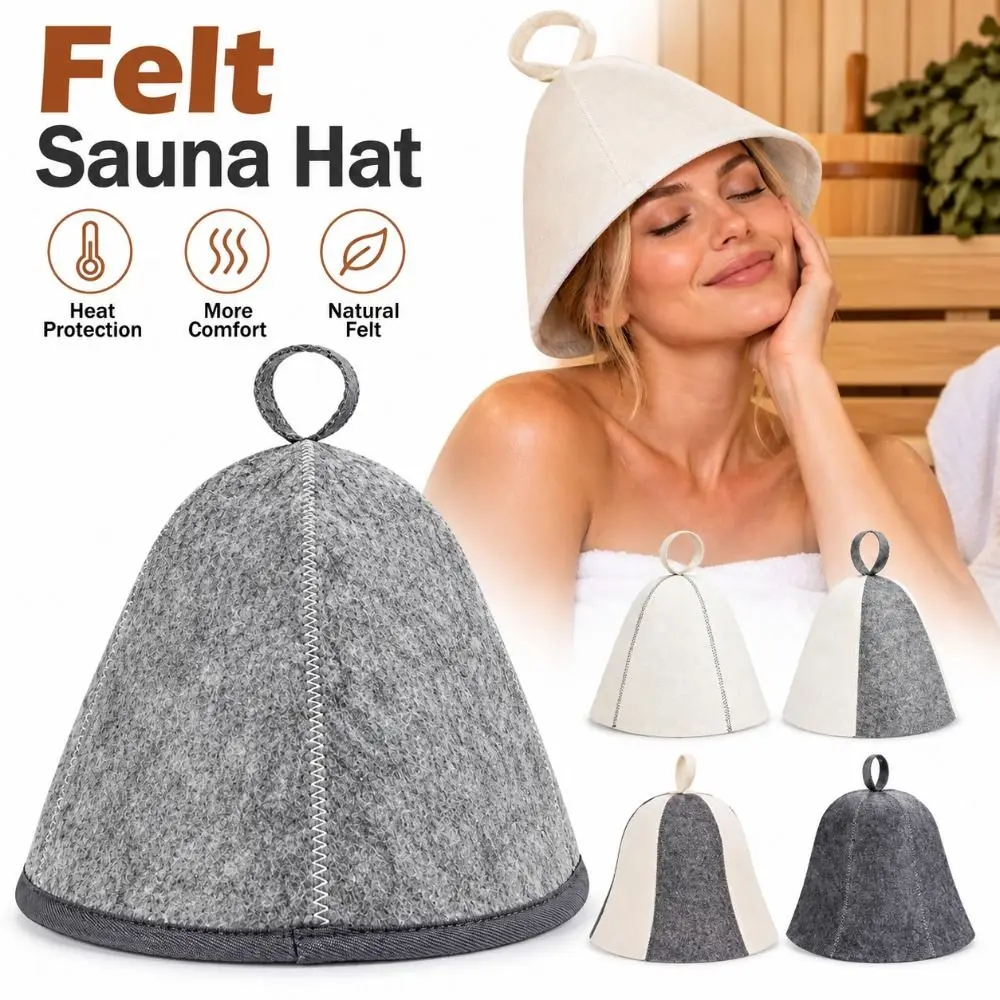Gifts Felt Sauna Hat Absorbent Thickened Sauna Cap Protective Hanging Loop Steam Room Cap Unisex