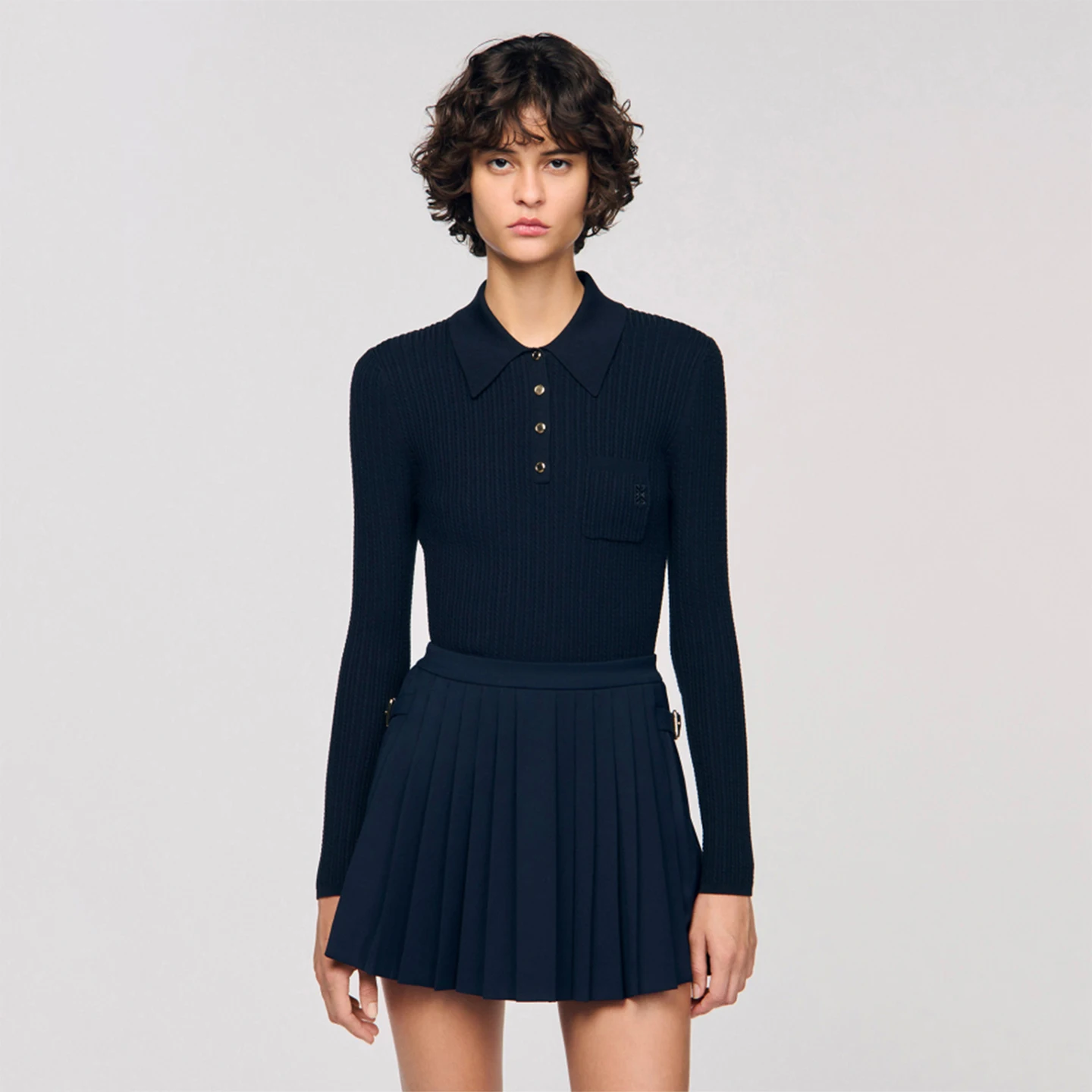 Faionable Long Sve Ne suéter de punto para mujer Slim Fit Sle Dumel Wind French Sle suéter de punto Camere