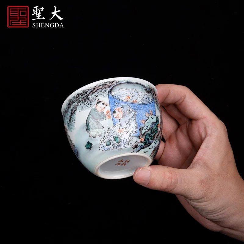 

|color sima guang hit cylinder cylinder cup jingdezhen manual hand-painted high-grade tea kungfu tea cup sample tea cup