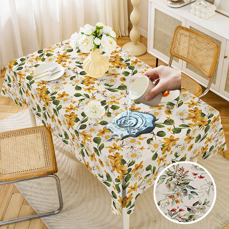 

Retro Floral PVC Tablecloth Waterproof Oil Proof Anti Slip Wash Free Coffee Table Cover Dining Bedside Decor Easy Wipe Clean