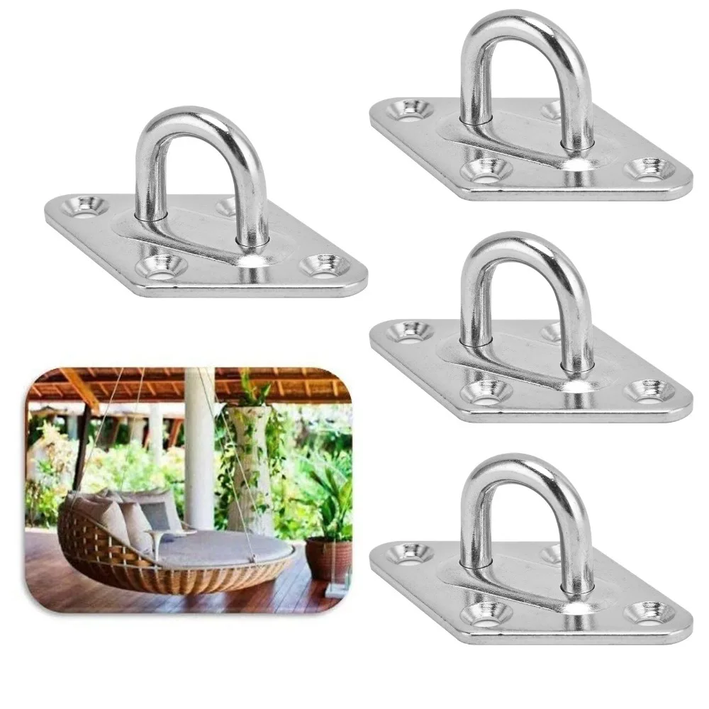 4 PCS 304 Stainless Steel Heavy Duty Hammock Hanging Kit Rhombus Includes Screw Bolts Ceiling Hook for Swing Chairs