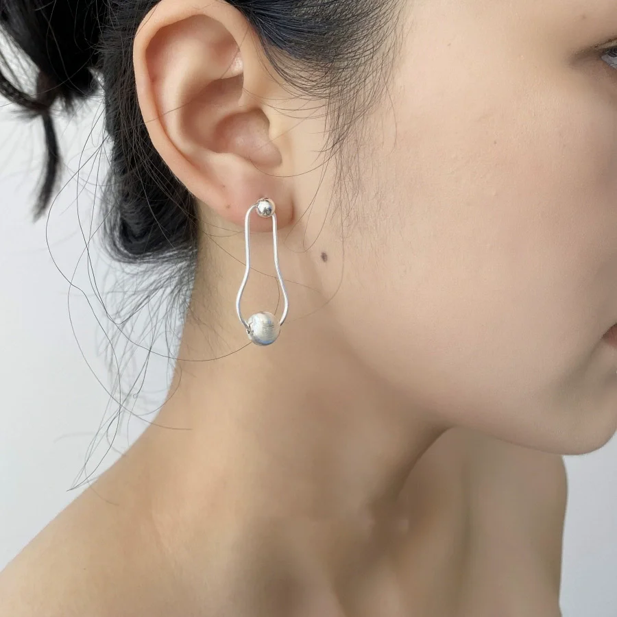 Simple Brushed Cat Eye Round Bead Ear Stud Piercing Earrings For Women Girl Fashion New Jewelry Accessories Gift Party