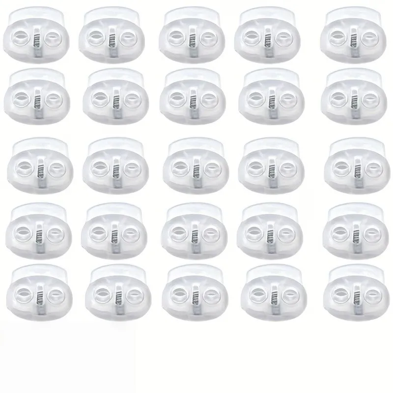 57 pcs 20mm Toggle Cord Fasteners, Bag String Clips, Universal Drawstring Fit, Transparent Plastic, Multipurpose
