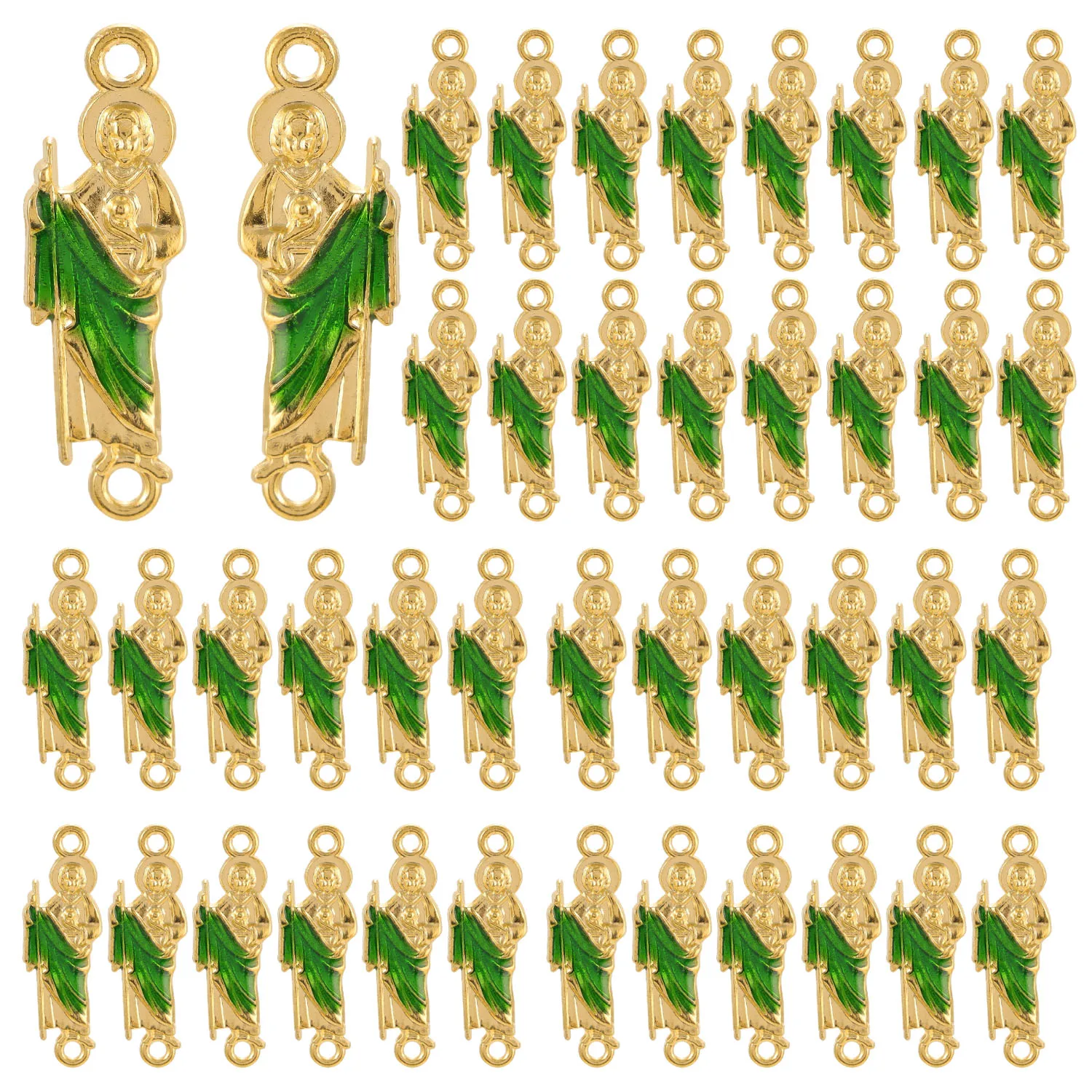 Pingentes de liga de metal para fazer joias, contas esmaltadas da virgem milagrosa, maria, São Judas, cor dourada KC, 5/10 peças