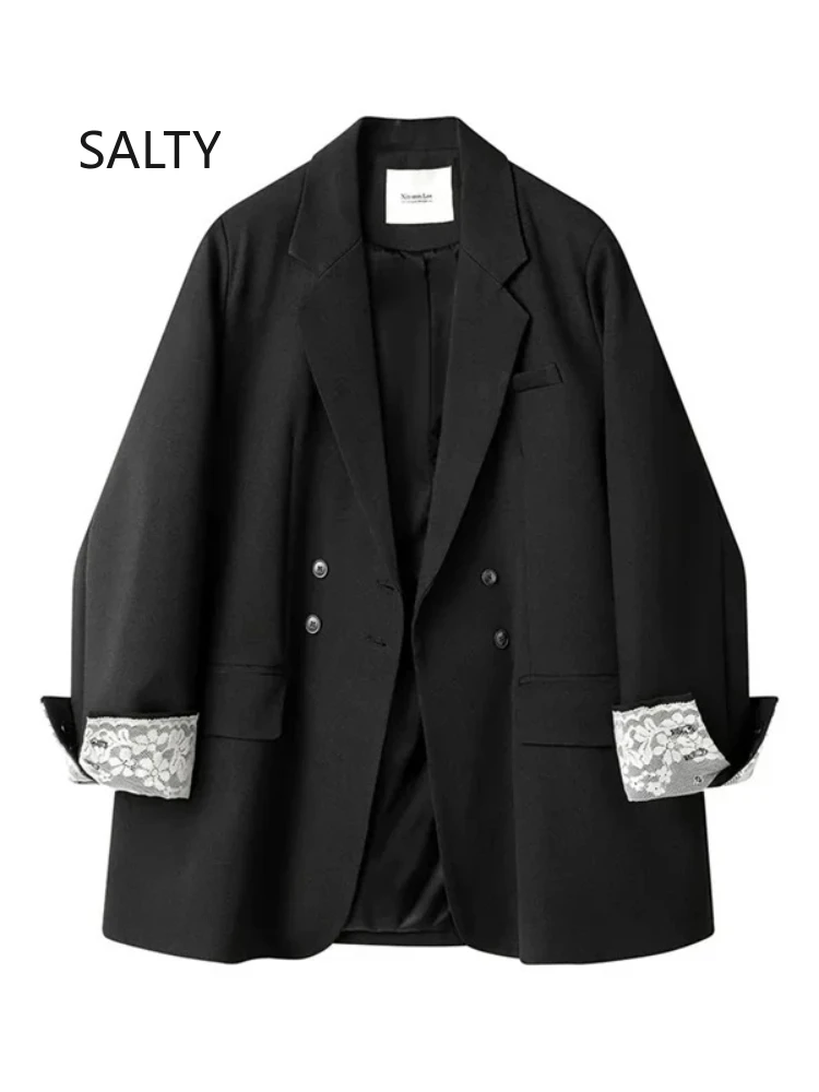 New 2025 Spring Autumn Blazer Women Korean Casual Lace Women's Outerwear Blazer Long Sleeve Jacket