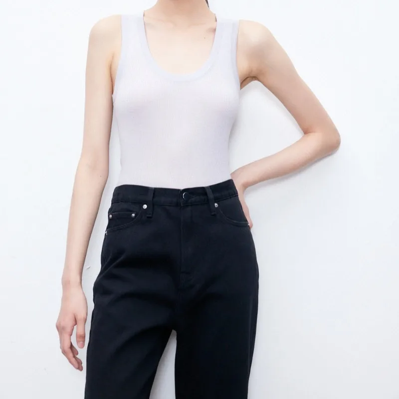 

Versatile Base Layer Wool Knitted Multi-color U-neck Vest Tank Top Women