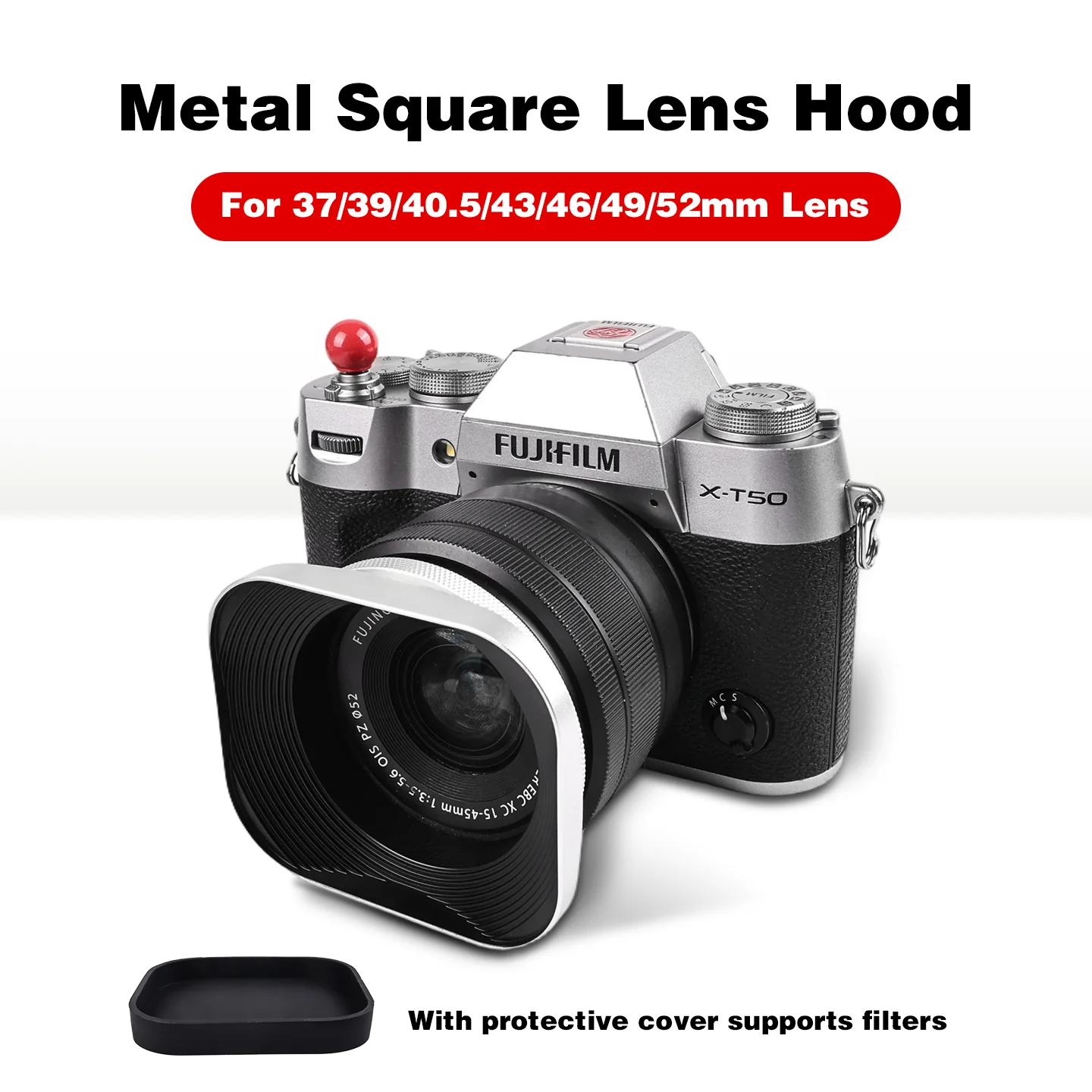 

Silver Metal Lens Hood Screw-in 37mm 39mm 40.5mm 43mm 46mm 49mm 52mm For Fujifilm Sony Olympus Panasonic Leica Silver Lens