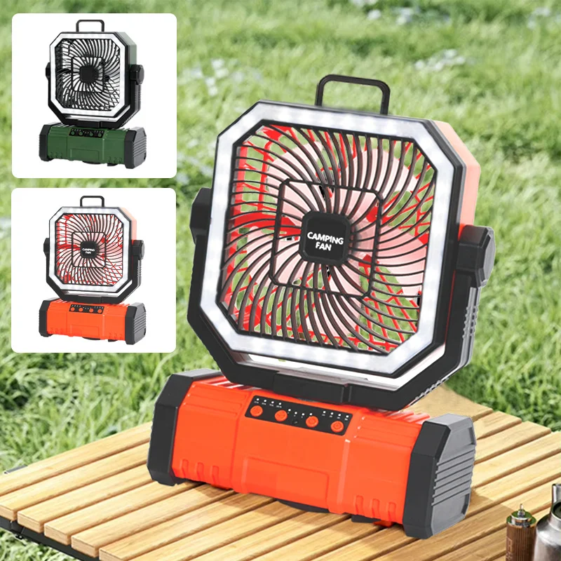 

Portable Outdoor Camping Fan Led Lamp 10000mah Rechargeable Fan Multifunctional Bluetooth Audio Desktop Fan Camping Tent Fishing