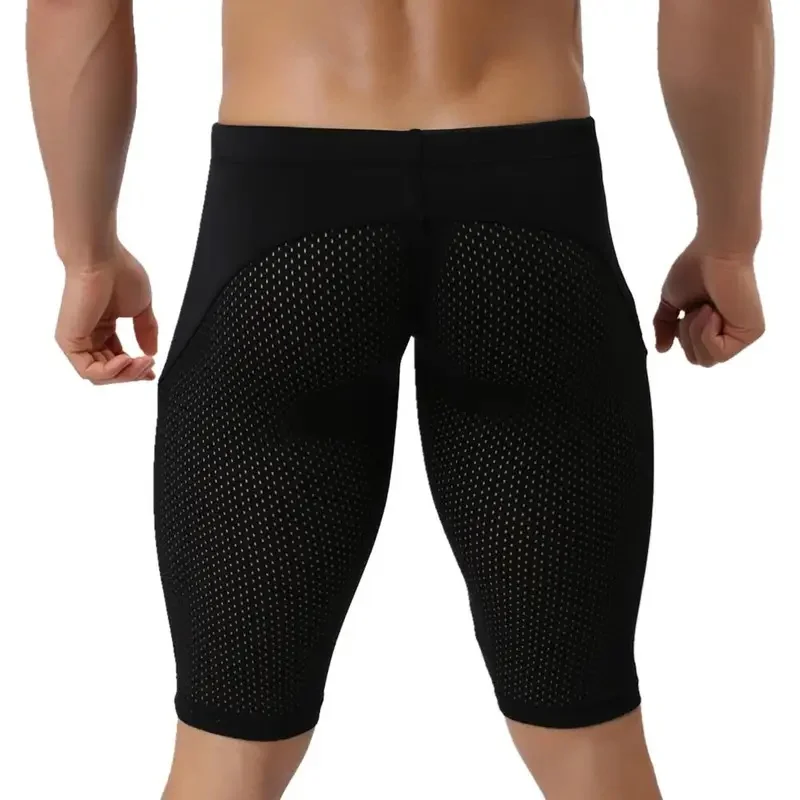 Nylon Swimming Shorts Swimwear Men Pants Sexy Men's Beach Trunks Dried Fast Long Boxer Jammer Tight Swimsuit Gym Clothes 5