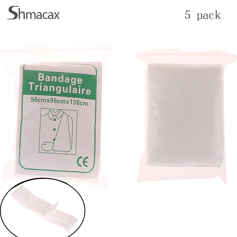 5pcs Medical Bandage Triangular First Aid Bandage Fracture Fixation Emergency First Aid Kit Wound Dressing Camping Accessories