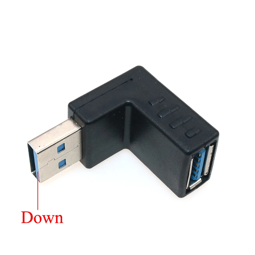 YuXi USB 2.0 3.0 Male To Female 90/180 Degree Up Down Left Right Angled Extension Connector Adapter for Laptop PC