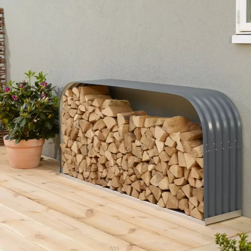 صندوق رف خشبي من الفولاذ المجلفن منظمة الحطب تخزين سقيفة الحديقة بسهولة تخزين الحطب المعدني مقاوم للقوارض صديق للبيئة #4