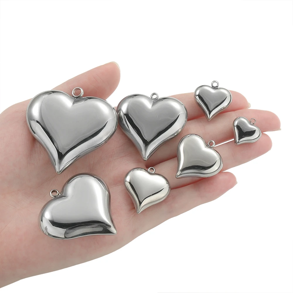 2 stks/partij 15-45mm Rvs Hartvorm Charms Looes Hangers voor DIY Armband Ketting Sieraden Maken accessoires