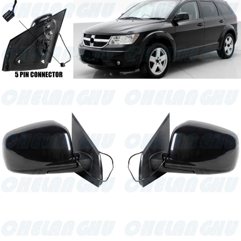 

1 Pair 5 pins Black Painted Heated Electric Adjust Mirror Assembly For Dodge Journey 2009 2010 2011 2012 2013 2014 2015 2016