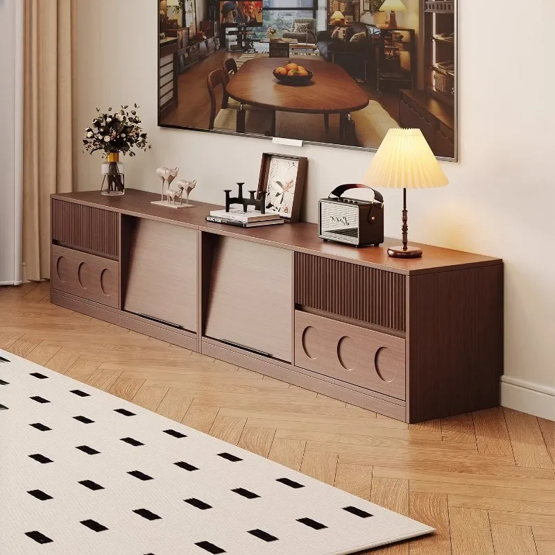 

Solid Chest Tv Stand Walnut Wooden Saving Floor Standing Mid-century Tall Tv Cabinet Holz Retro Decoration Furniture Living Room