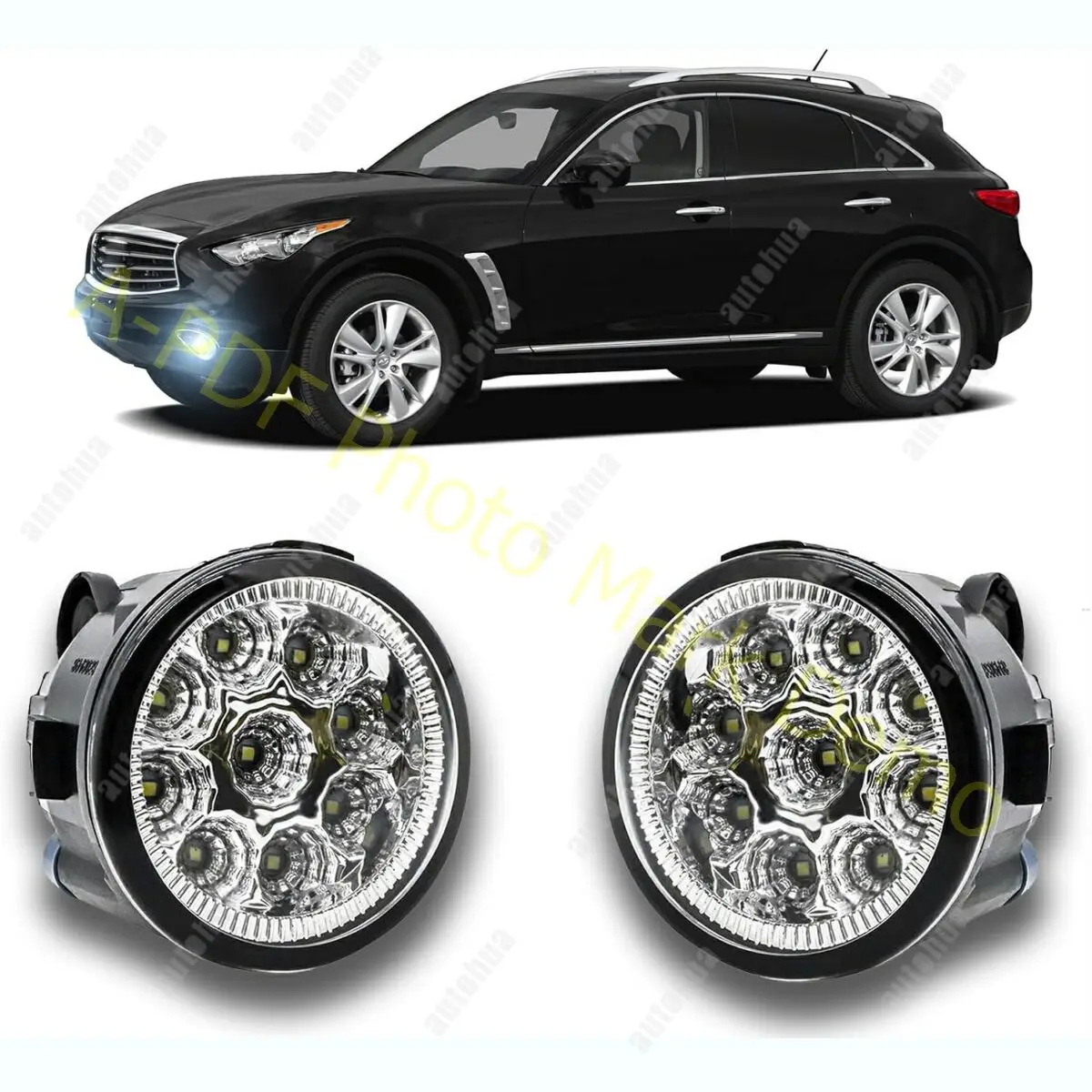 

Светодиодные противотуманные фары для Infiniti FX35 2006-2012, пара сменных бамперов дальнего света в сборе, 55 Вт, 6000 К, белый, Plug and Play