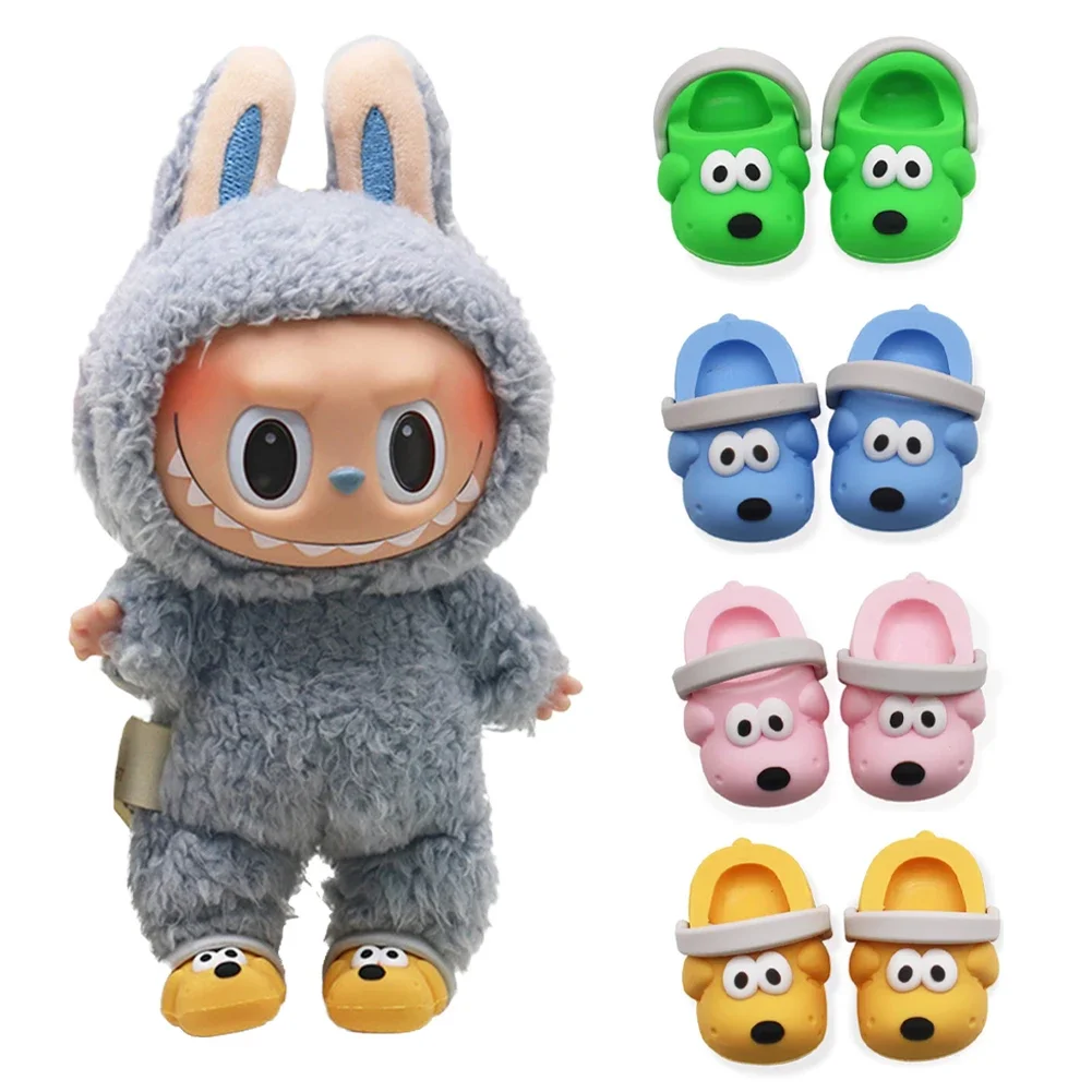 For 17cm Cute Mini labubu Outfit  Puppy Hole Shoes Shoes Slipper Toys Casual Sandal Dolls Ropa Labubu