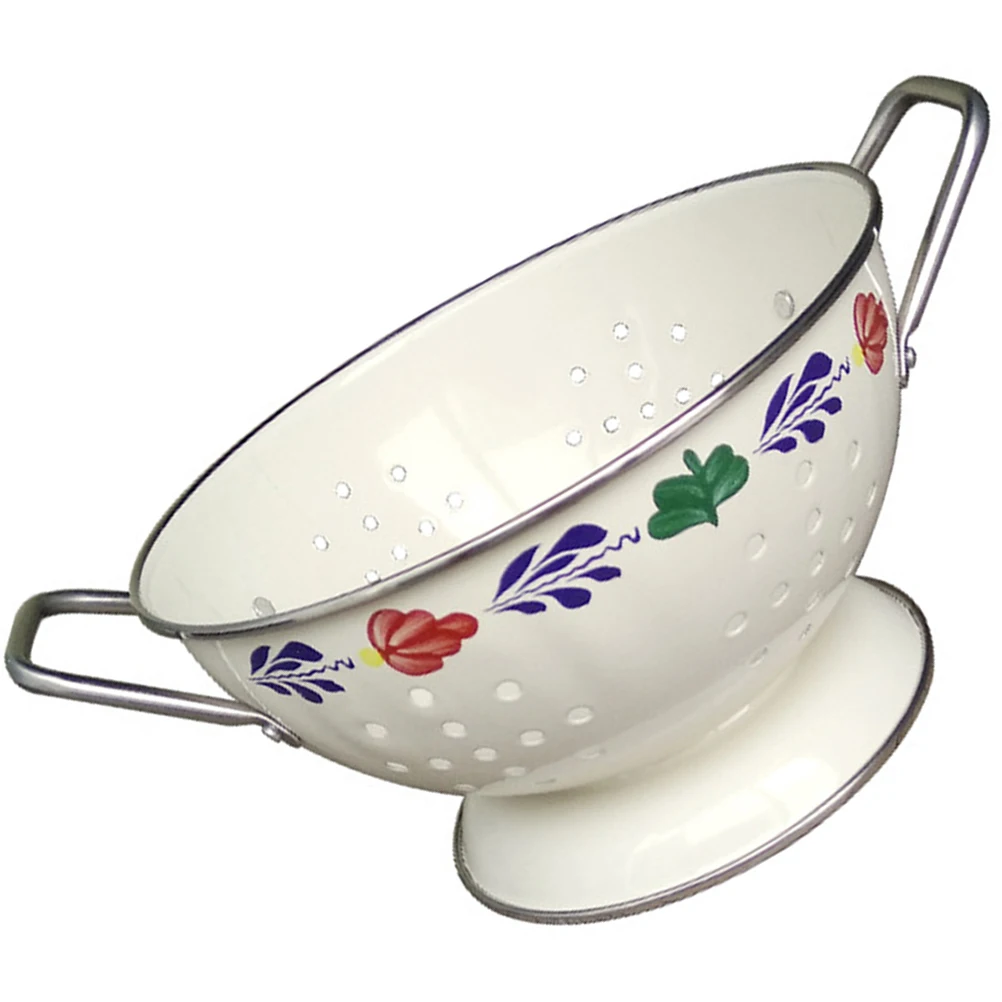 

European Style Metal Fruit Plate Double Handle Drain Holes Serving Tray Storage Bowl Party Use Kitchen Bar Utility