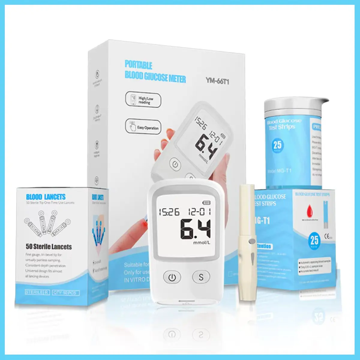 Accurate and Compact Blood Glucose Meter with Lancing Pen Tosugar Gift Test Strip