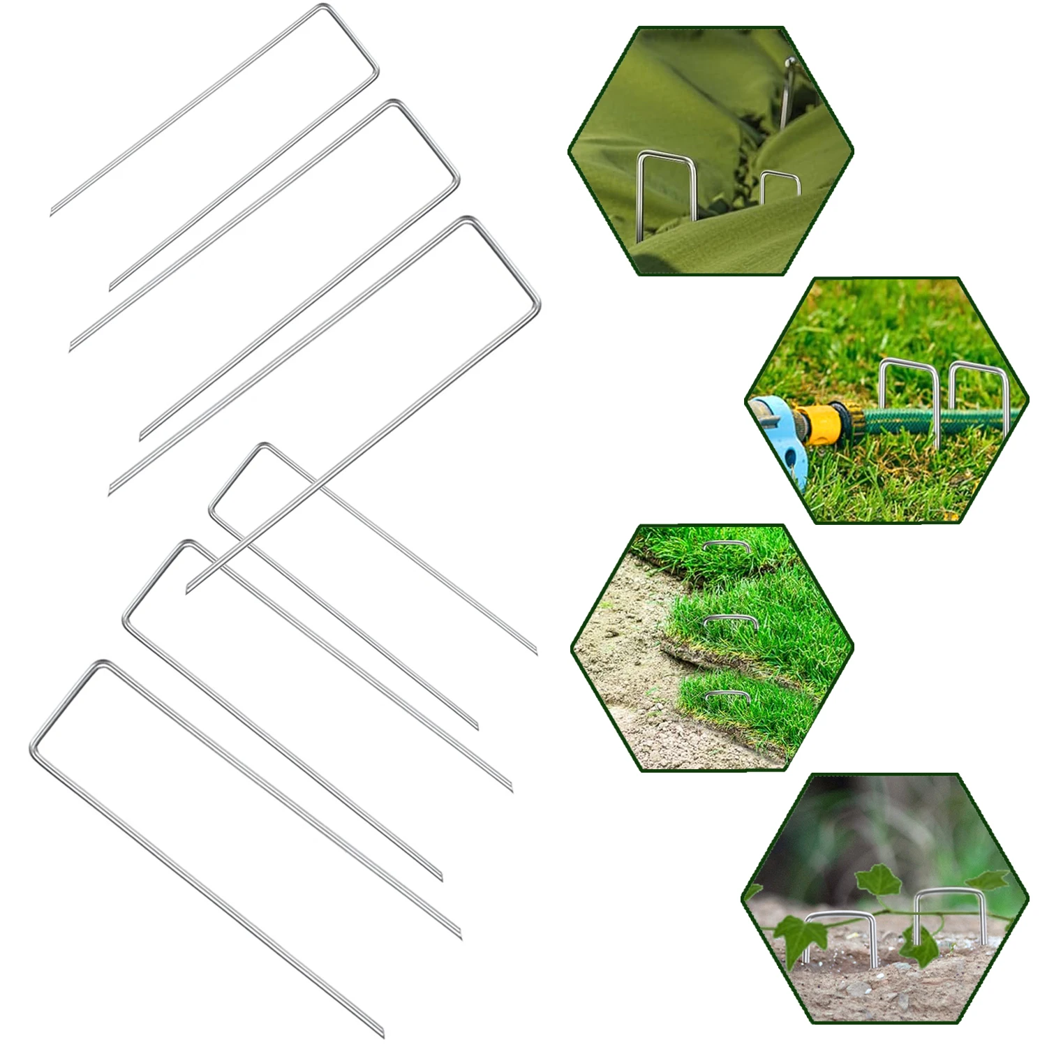 10pcs U-shaped Gardening Nails Fence Piles Turf Pins Galvanized Landscape Nails Fixed Weed Barriers Ground Covering