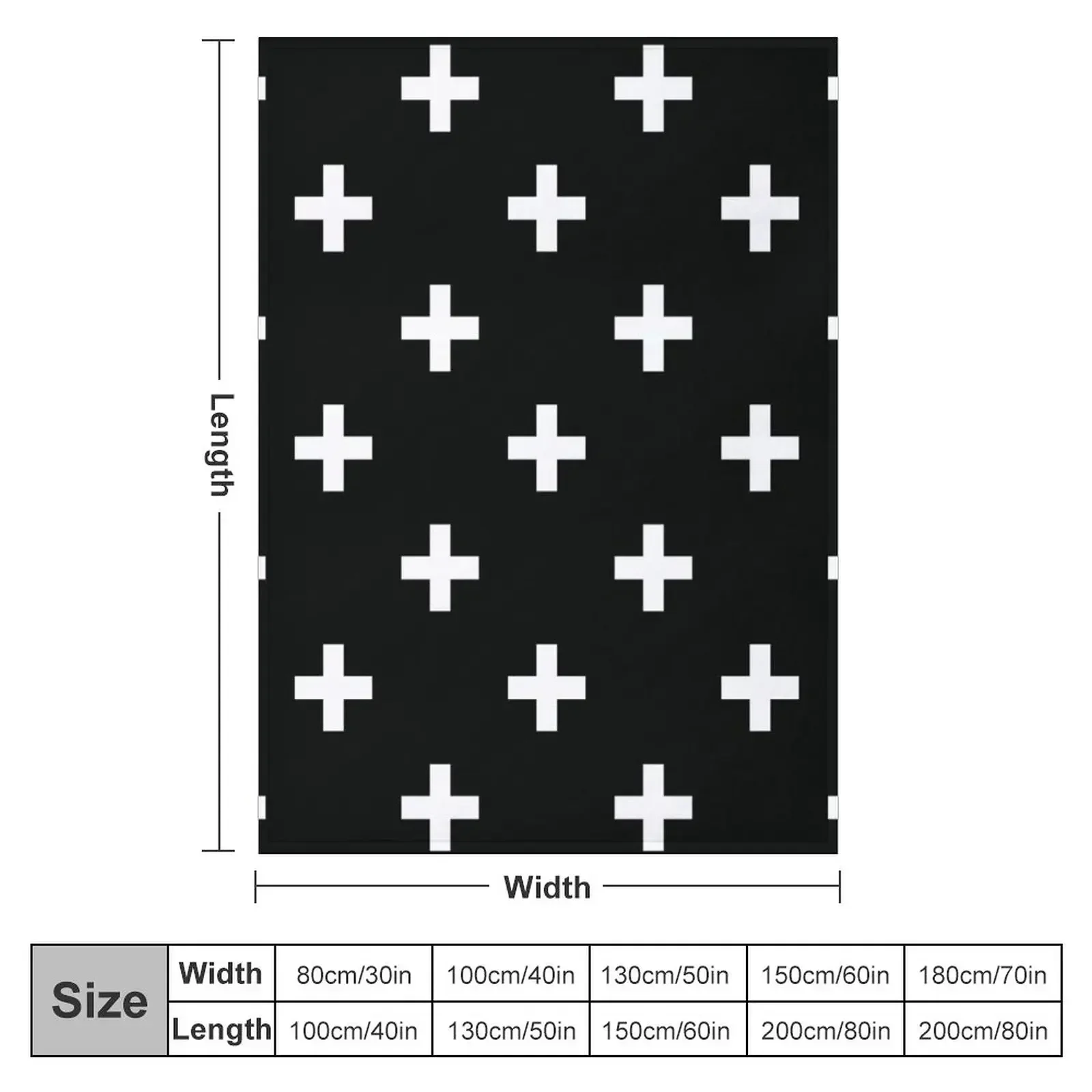 Black and White Swiss Cross Pattern Throw Blanket Designers Cute Summer Flannel Fabric Softest decorative Blankets
